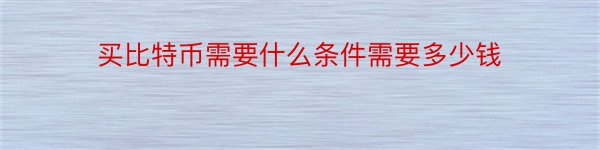 买比特币需要什么条件需要多少钱