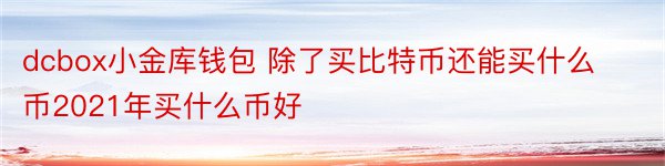 dcbox小金库钱包 除了买比特币还能买什么币2021年买什么币好