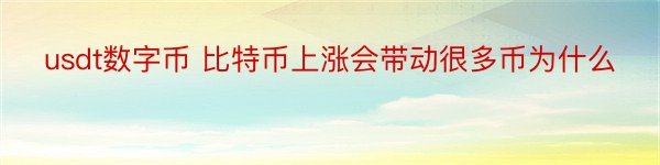 usdt数字币 比特币上涨会带动很多币为什么