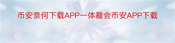 币安奈何下载APP一体裁会币安APP下载