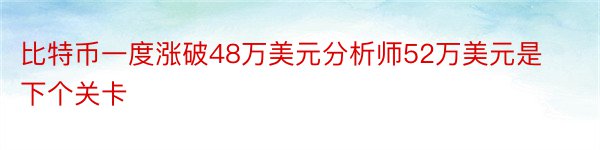 比特币一度涨破48万美元分析师52万美元是下个关卡