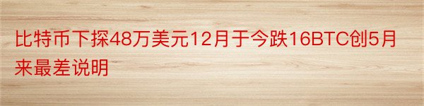 比特币下探48万美元12月于今跌16BTC创5月来最差说明