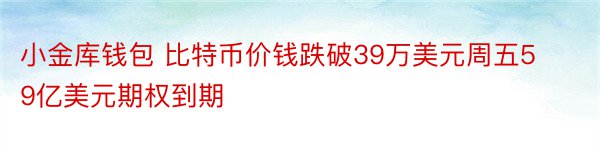 小金库钱包 比特币价钱跌破39万美元周五59亿美元期权到期