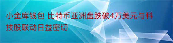 小金库钱包 比特币亚洲盘跌破4万美元与科技股联动日益密切