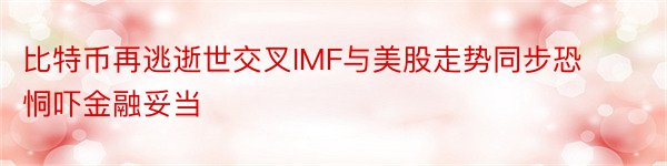 比特币再逃逝世交叉IMF与美股走势同步恐恫吓金融妥当