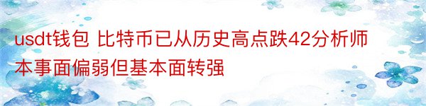 usdt钱包 比特币已从历史高点跌42分析师本事面偏弱但基本面转强