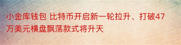 小金库钱包 比特币开启新一轮拉升、打破47万美元横盘飘荡款式将升天