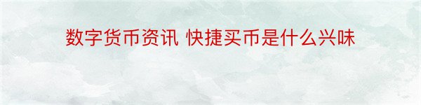 数字货币资讯 快捷买币是什么兴味