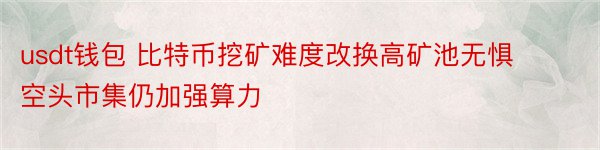 usdt钱包 比特币挖矿难度改换高矿池无惧空头市集仍加强算力