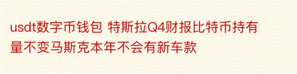 usdt数字币钱包 特斯拉Q4财报比特币持有量不变马斯克本年不会有新车款