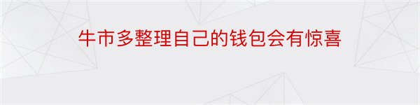 牛市多整理自己的钱包会有惊喜