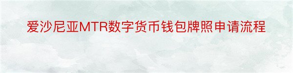 爱沙尼亚MTR数字货币钱包牌照申请流程