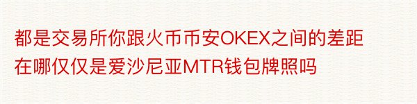 都是交易所你跟火币币安OKEX之间的差距在哪仅仅是爱沙尼亚MTR钱包牌照吗