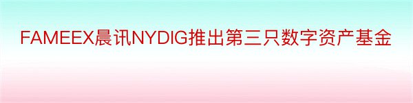 FAMEEX晨讯NYDIG推出第三只数字资产基金