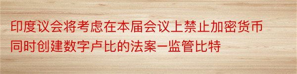 印度议会将考虑在本届会议上禁止加密货币同时创建数字卢比的法案–监管比特