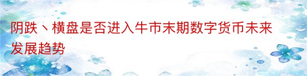 阴跌丶横盘是否进入牛市末期数字货币未来发展趋势