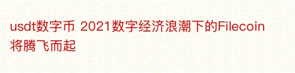 usdt数字币 2021数字经济浪潮下的Filecoin将腾飞而起