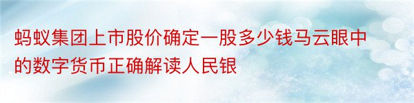 蚂蚁集团上市股价确定一股多少钱马云眼中的数字货币正确解读人民银