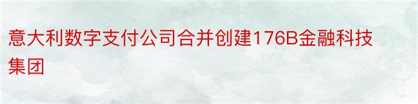 意大利数字支付公司合并创建176B金融科技集团