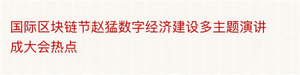 国际区块链节赵猛数字经济建设多主题演讲成大会热点