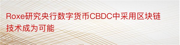 Roxe研究央行数字货币CBDC中采用区块链技术成为可能