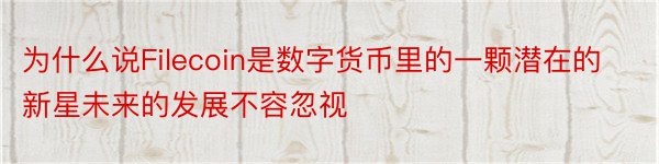 为什么说Filecoin是数字货币里的一颗潜在的新星未来的发展不容忽视