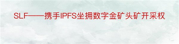 SLF——携手IPFS坐拥数字金矿头矿开采权