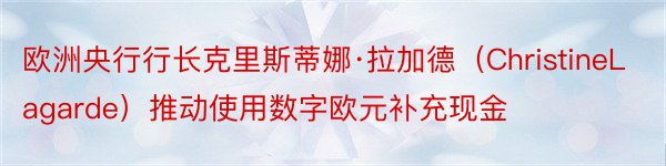 欧洲央行行长克里斯蒂娜·拉加德（ChristineLagarde）推动使用数字欧元补充现金