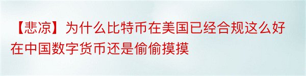 【悲凉】为什么比特币在美国已经合规这么好在中国数字货币还是偷偷摸摸