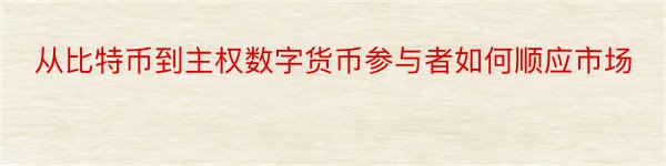 从比特币到主权数字货币参与者如何顺应市场