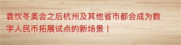 袁忺冬奥会之后杭州及其他省市都会成为数字人民币拓展试点的新场景丨